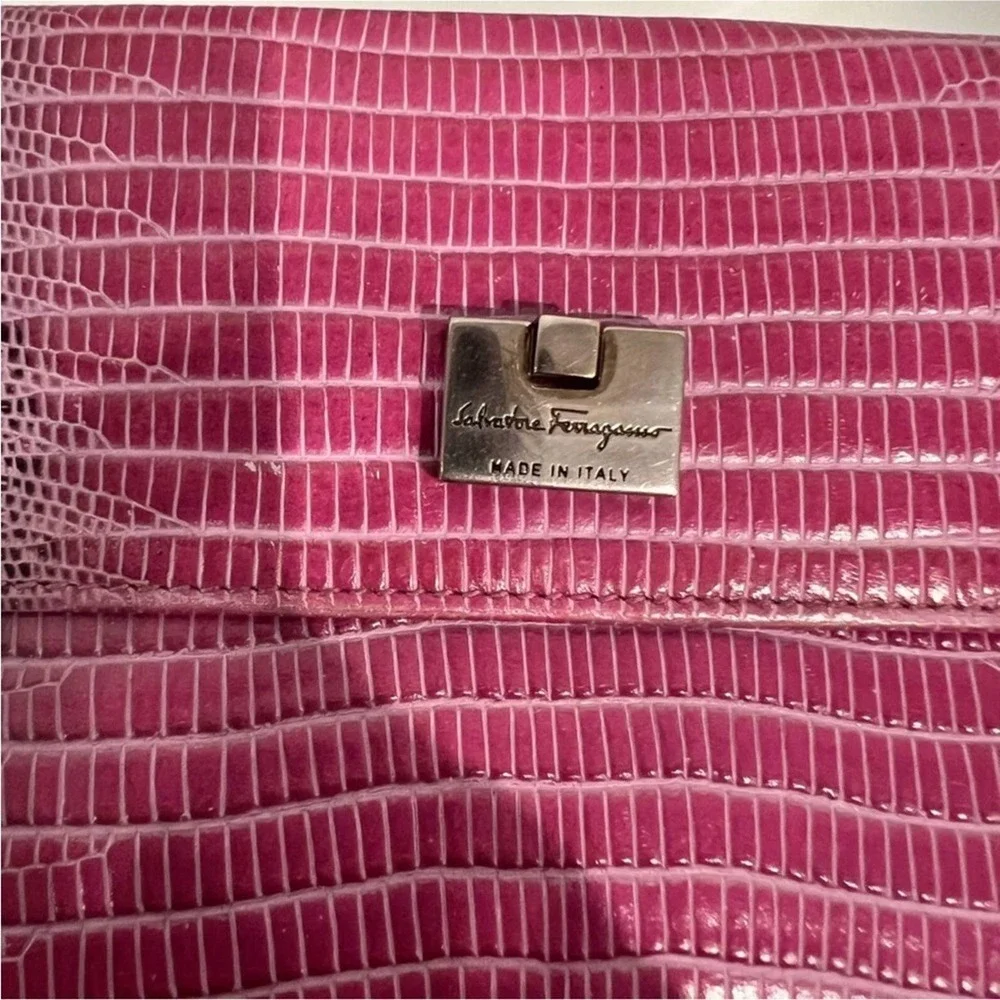 Salvatore Ferragamo Pink Lizard Skin Wallet
